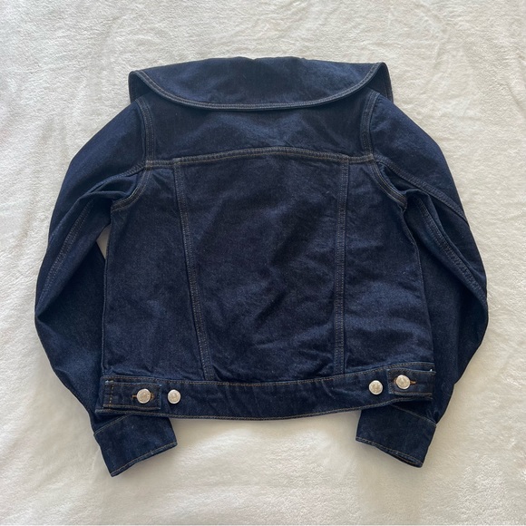 CLAUDIE PIERLOT Wide-Collar Denim Jacket in Blue - Picture 8 of 12